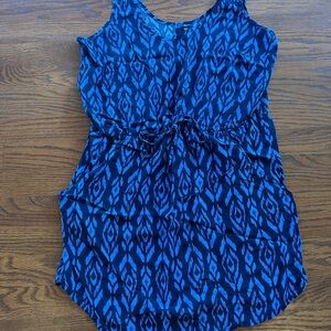 Blue Patterned Sleeveless Dress